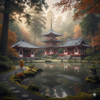 오래된 사찰의 고즈넉한 풍경 이미지