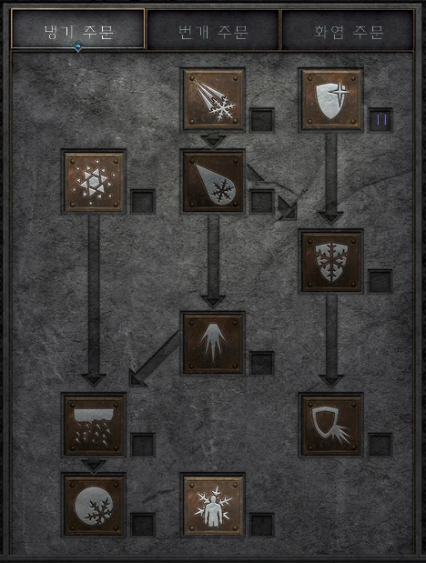 사신소서 가성비세팅 냉기 주문 스킬트리