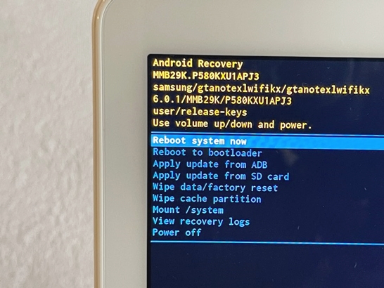 갤럭시탭a6-reboot-system-now