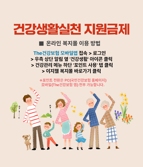 건강생활 실천지원금제 온라인 복지몰 이용 방법