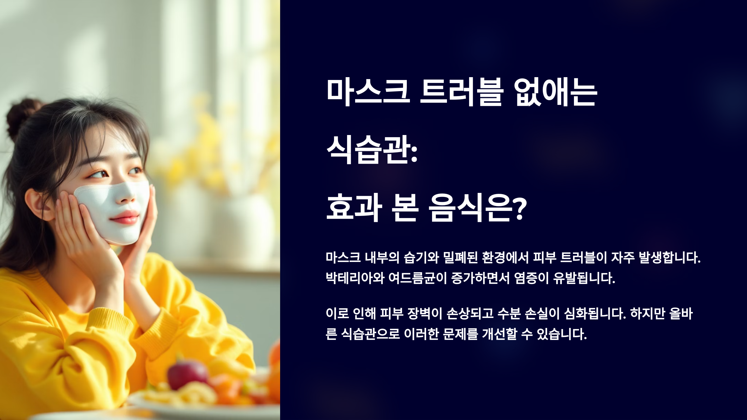 마스크 트러블 없애는 식습관: 효과 본 음식은?