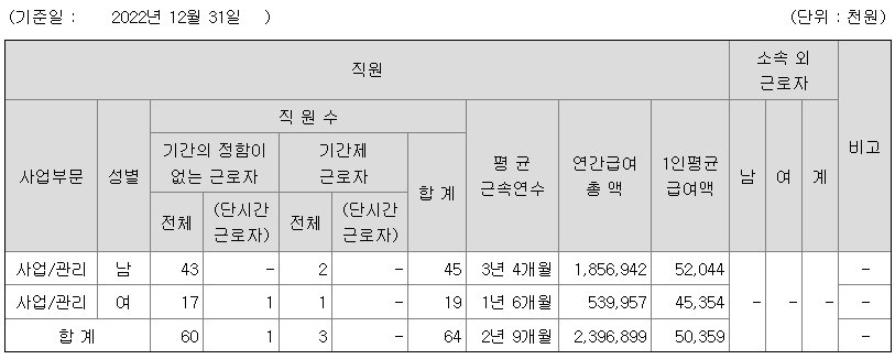 2022년 썸에이지 평균연봉