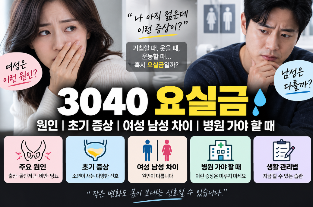 3040 요실금 원인｜초기 증상&middot;여성 남성 차이&middot;병원 가야 할 때