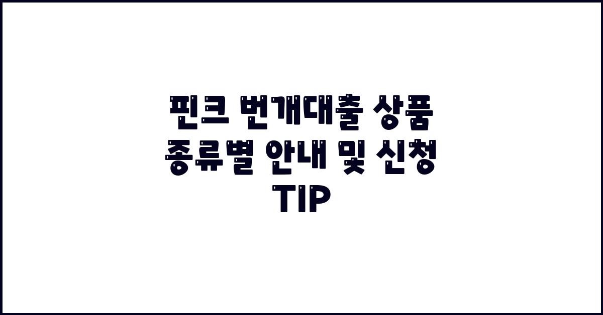 핀크 번개대출 상품 종류별 안내
