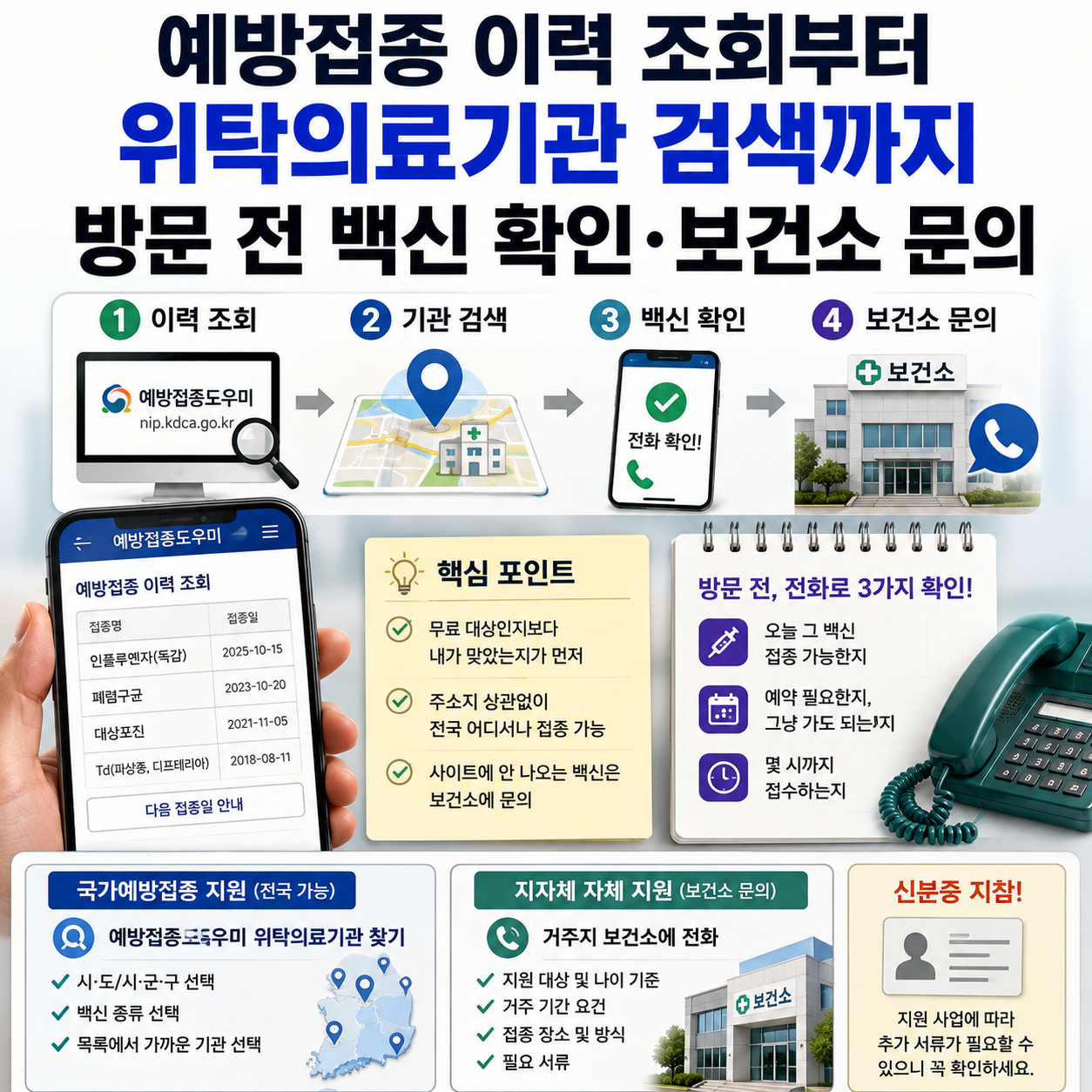 예방접종도우미 이력 조회와 위탁의료기관 검색 순서