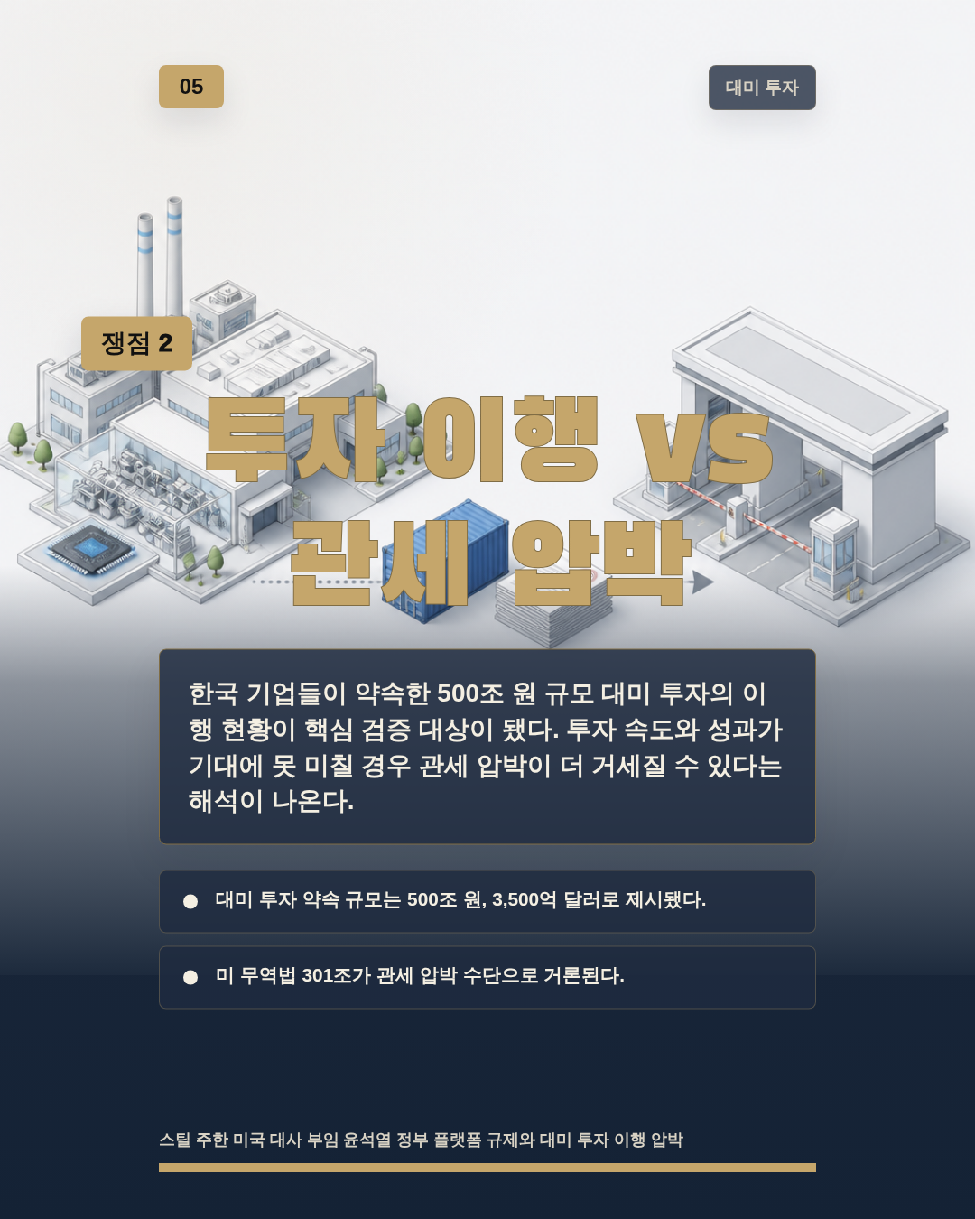 투자 이행 vs 관세 압박