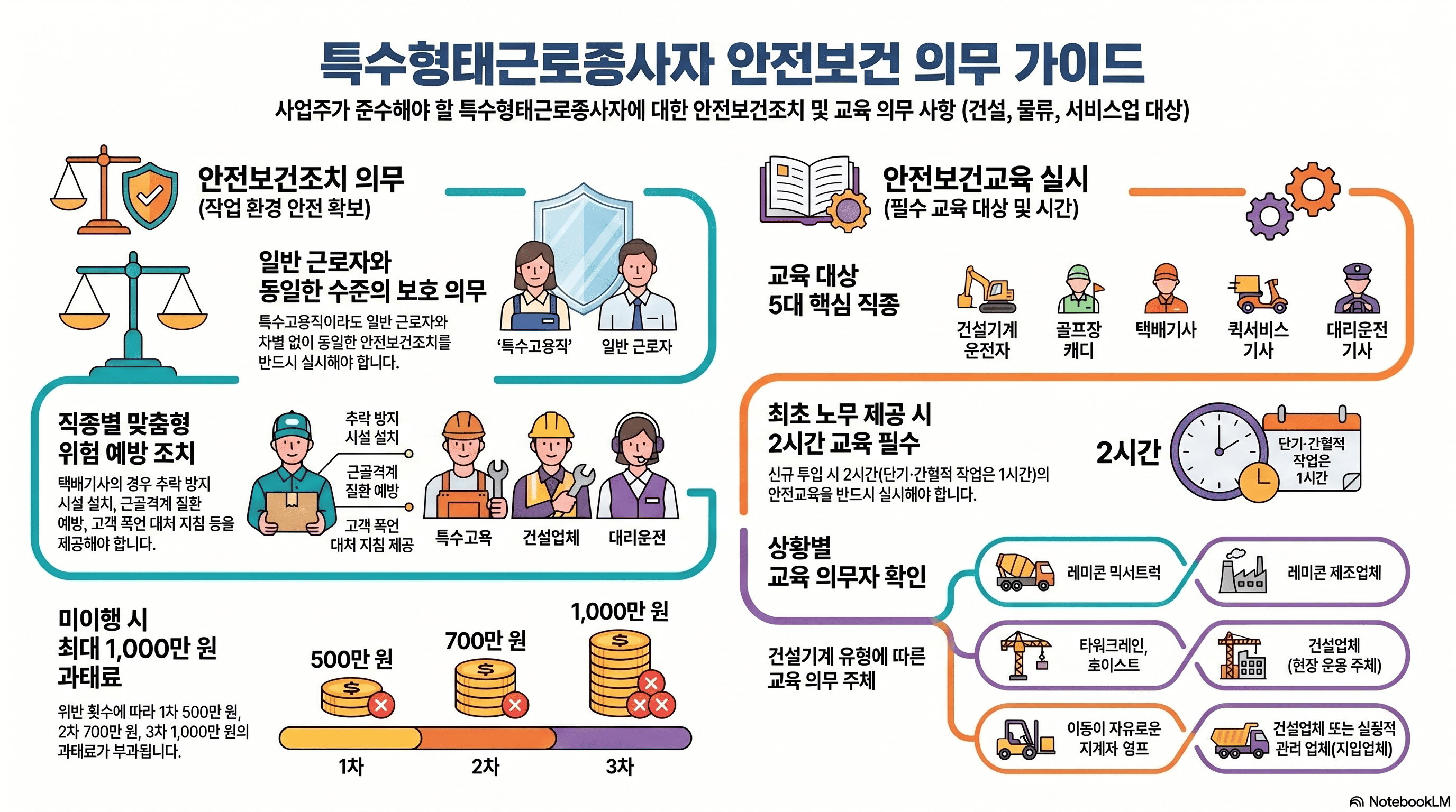 특수형태근로종사자 안전보건 의무 가이드 (AI 인포그래픽)