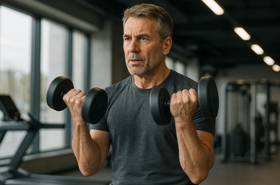 운동하는 중년 남성 사진