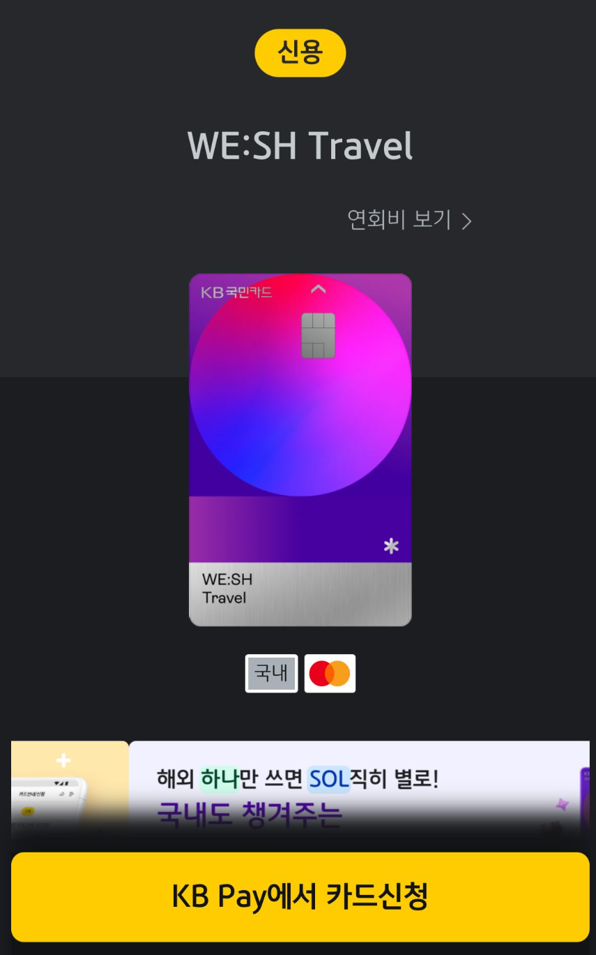 국민 WE:SH Travel 카드 소개