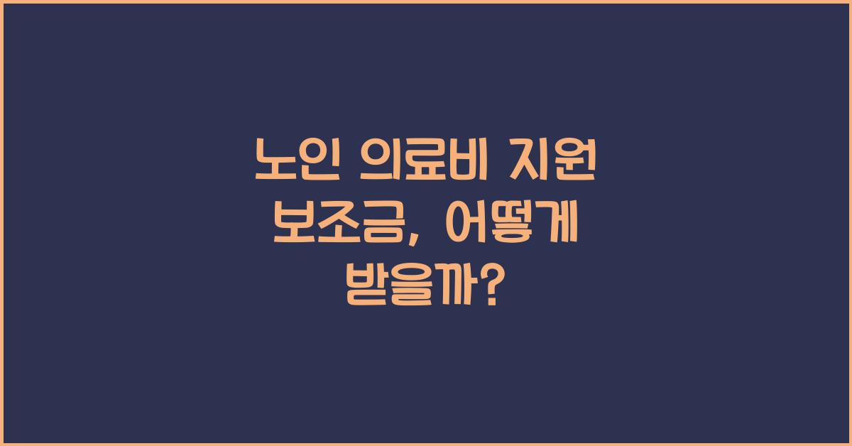 노인 의료비 지원 보조금