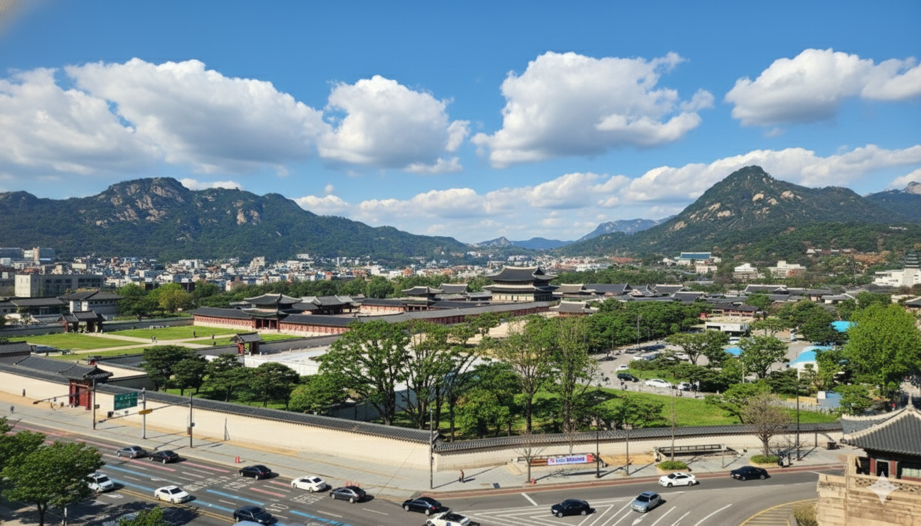 아트코리아랩 통창 너머로 펼쳐진 경복궁 근정전과 광화문 일대의 탁 트인 파노라마 뷰