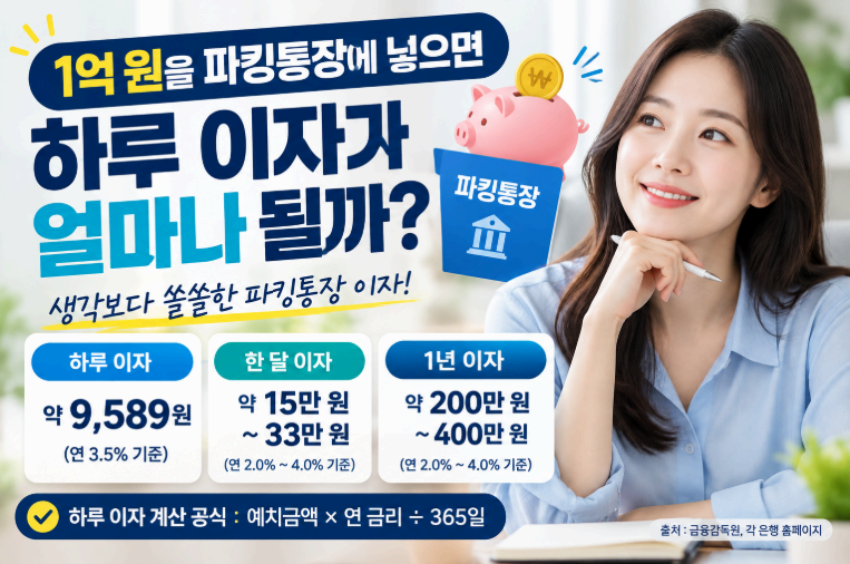 파킹통장 하루 이자가 얼마나 될까? 이미지사진