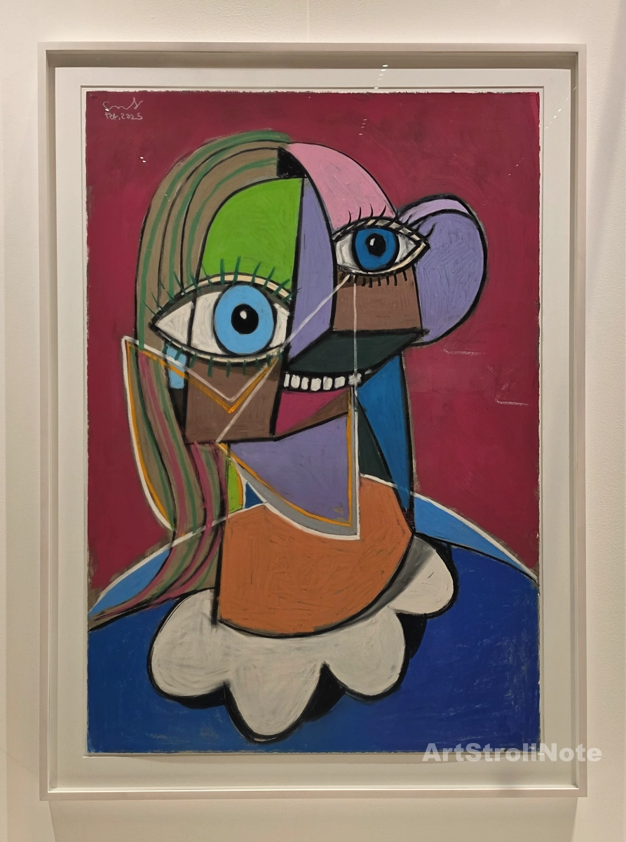 조지 콘도-Pink and Green Female Portrait Composition-2025-ArtStrollNote