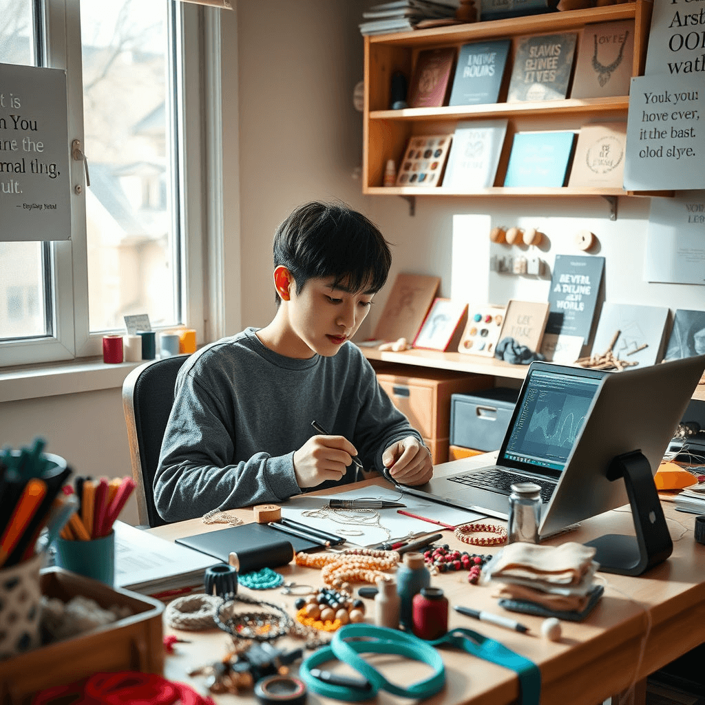 집에서 일하는 소년