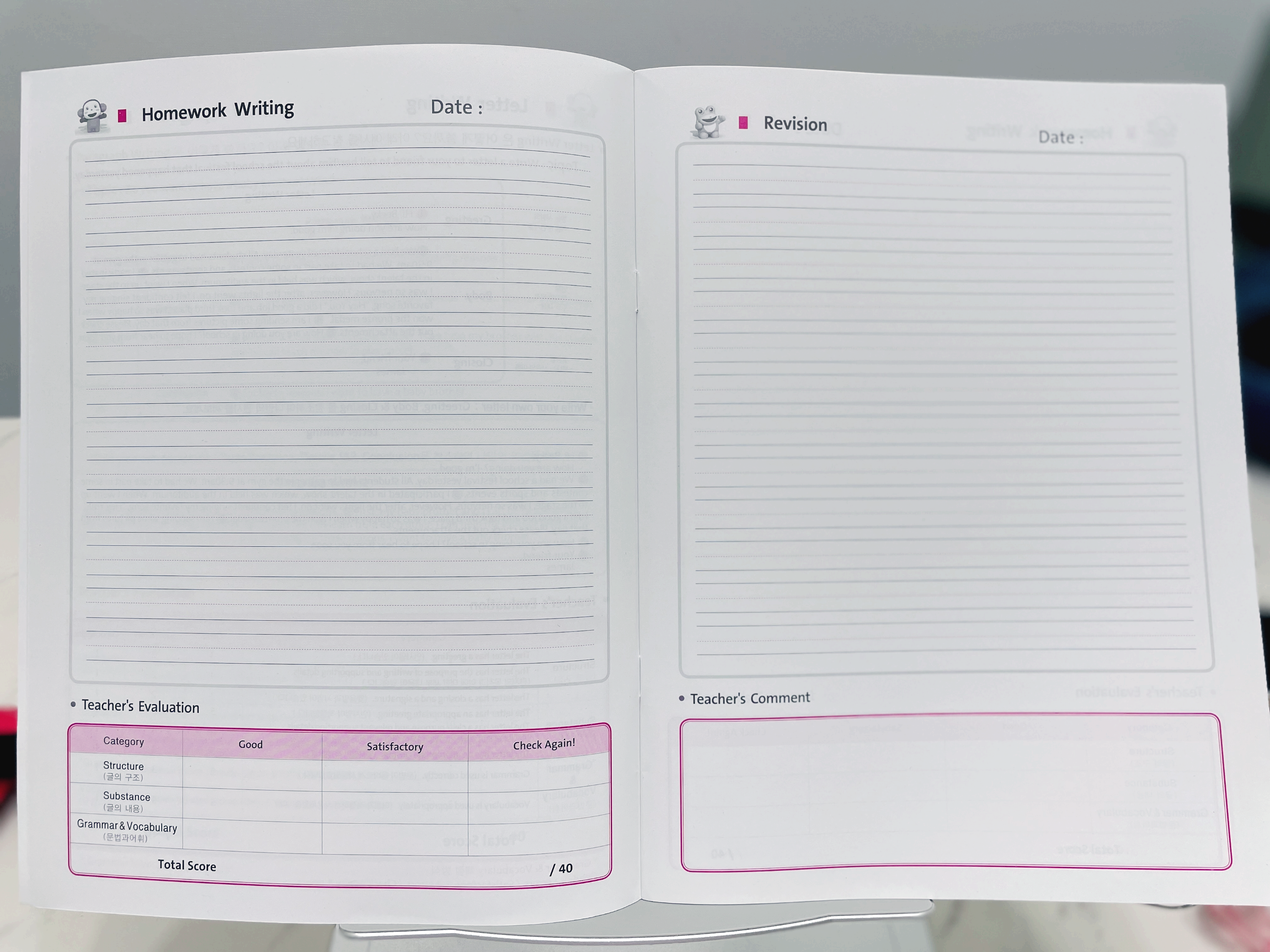 Homework Writing book