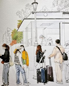 수학여행-꿈-출발전-캐리어를-들고-모여있는-친구들