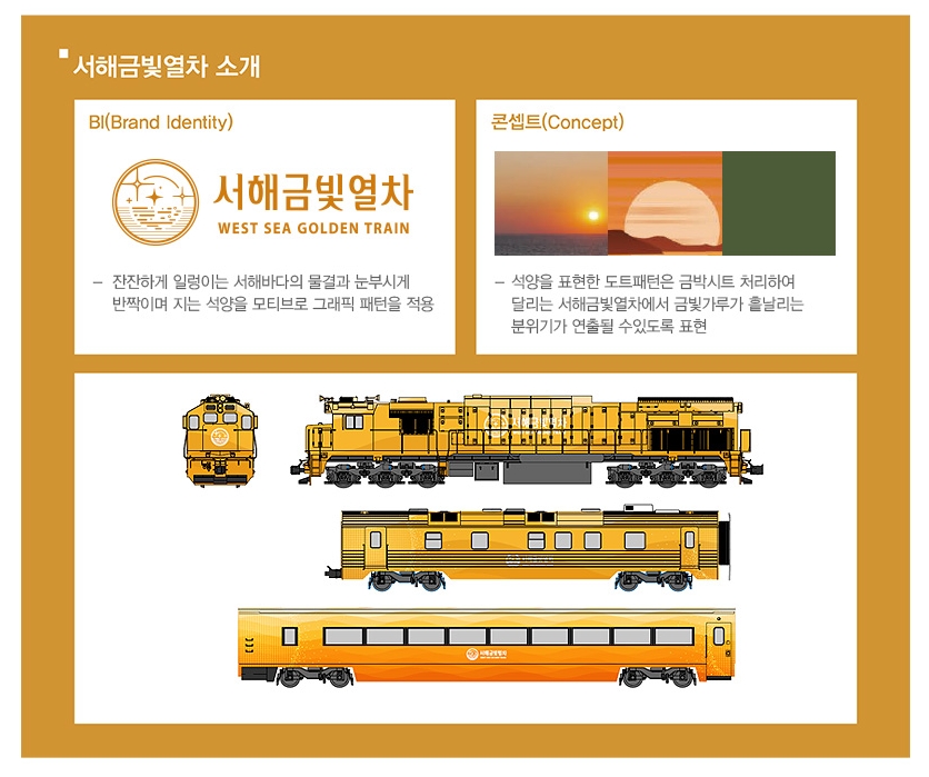 독특한 외관 디자인의 서해금빛열차 모습