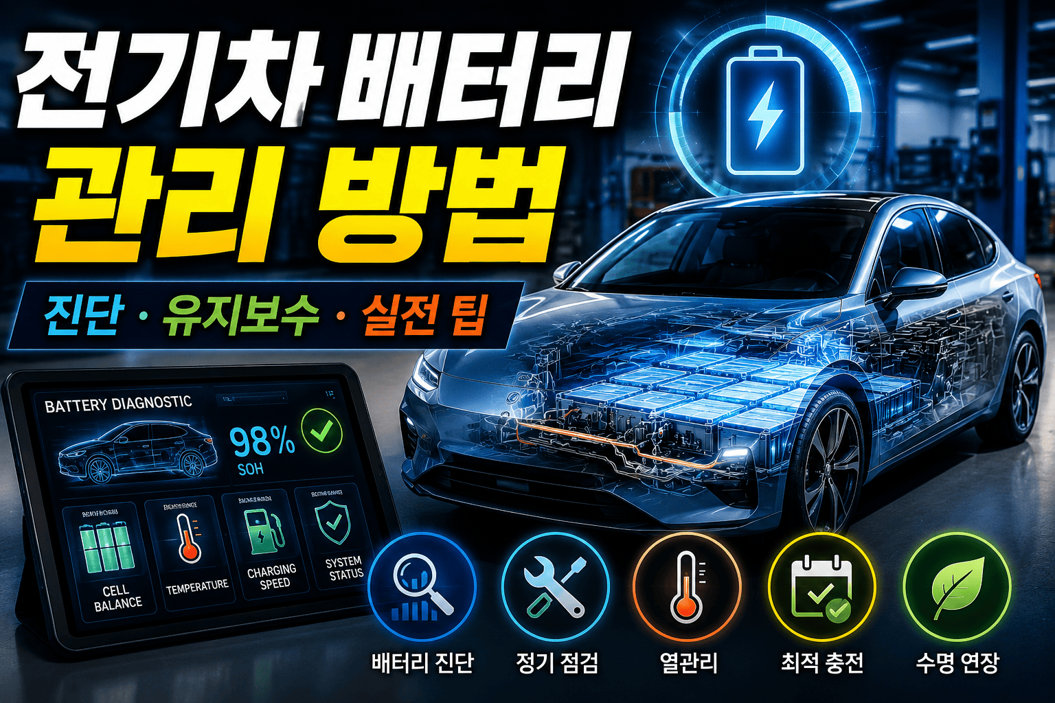 전기차 배터리 관리 방법 (배터리진단, 유지보수, 팁)