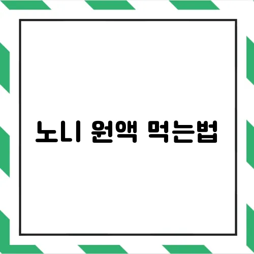 노니 원액 먹는법