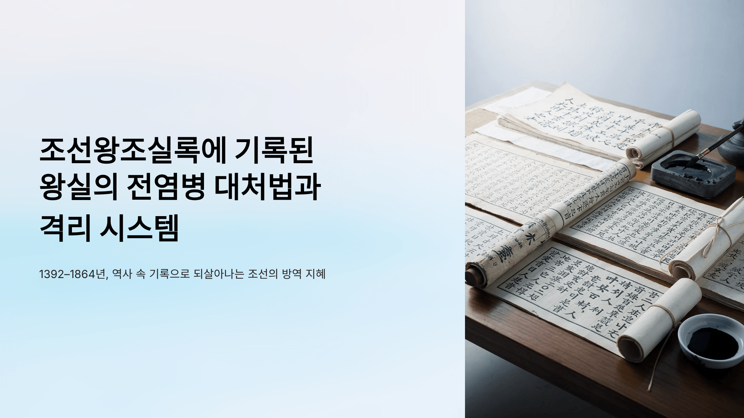 조선 왕실의 전염병 대처법 기록과 관련된 사진입니다.