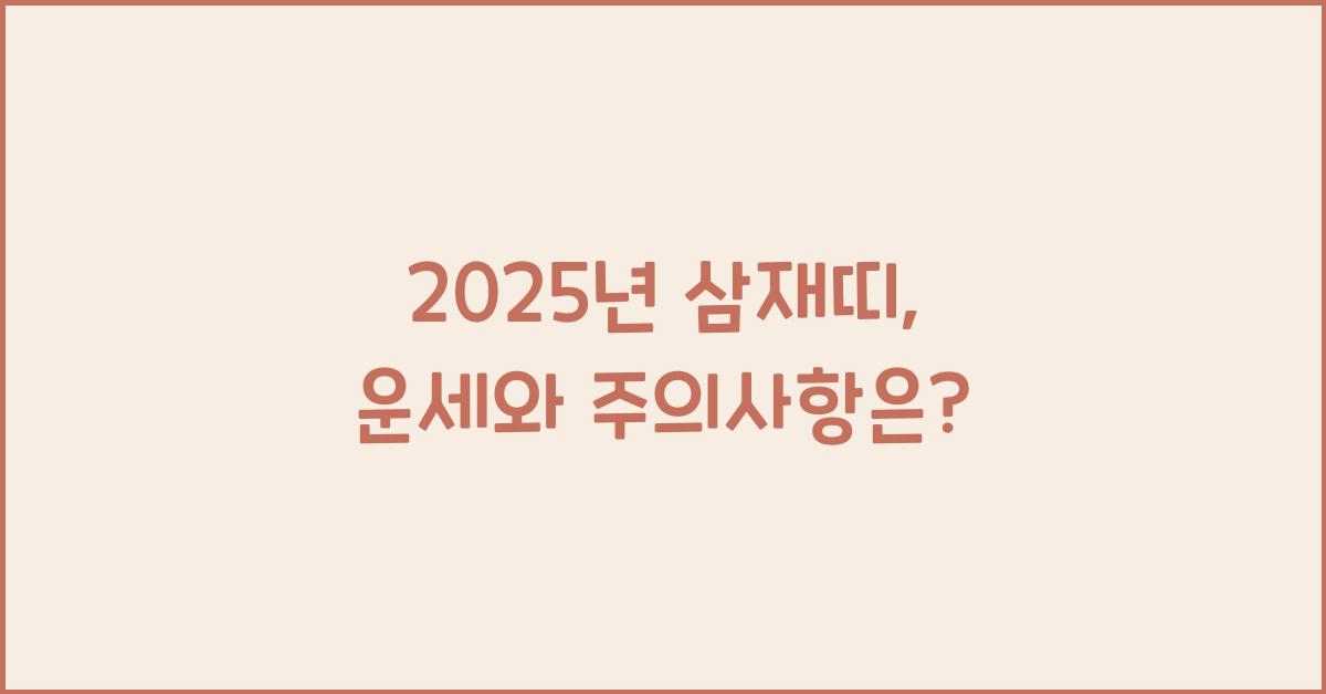 2025년 삼재띠