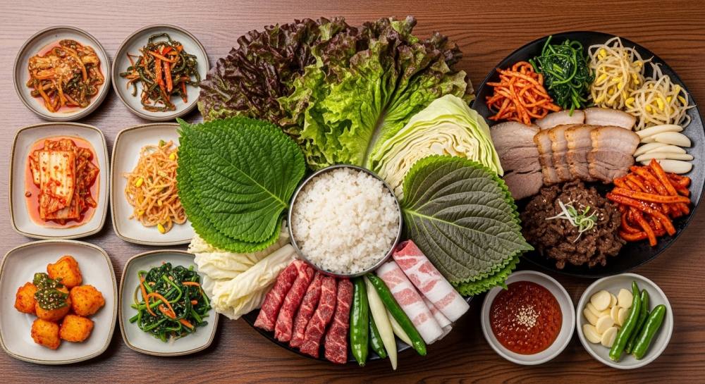 고기쌈밥정식 음식 사진