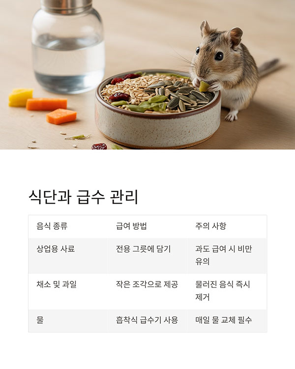 식단과 급수 용품