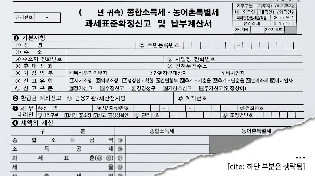 종합소득신고서 양식 예시