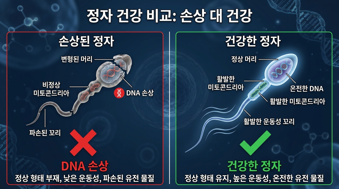 금욕 기간에 따른 정자 DNA 손상 비교
