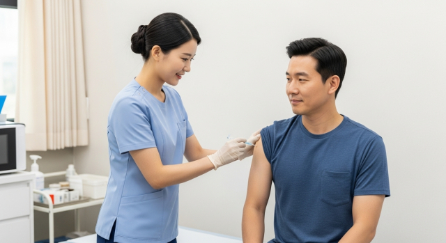 혈액검사 중인 남성