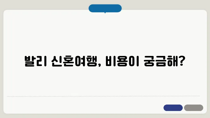 발리 신혼여행 비용