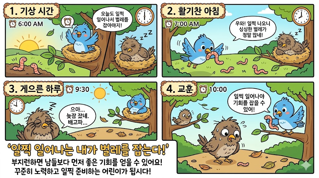 일찍 일어나는 새가 벌레를 잡는다 속담