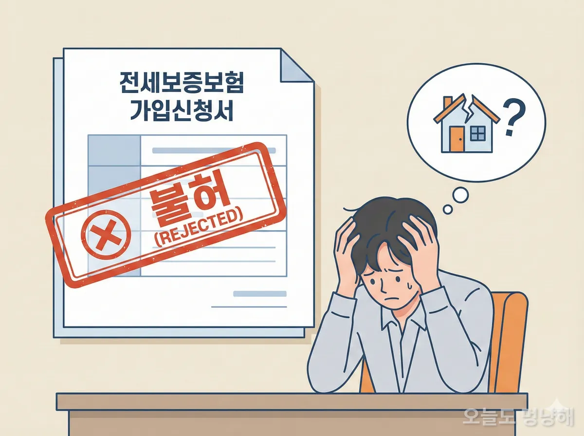 전세보증보험 가입 거절로 고민하는 세입자 이미지