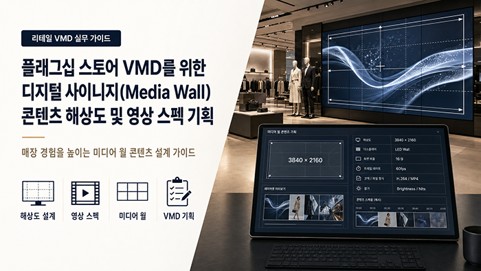 플래그십 스토어 VMD를 위한 디지털 사이니지(Media Wall) 콘텐츠 해상도 및 영상 스펙 기획