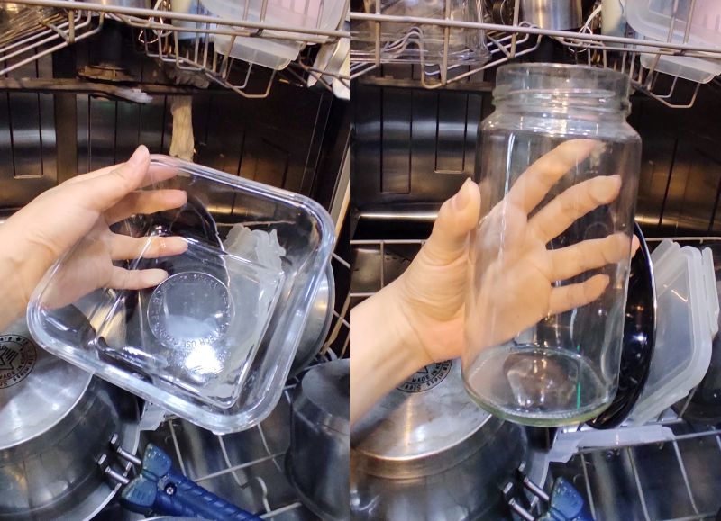 식기세척기로 세척완료된 물때도 없는 깨끝한 그릇사진