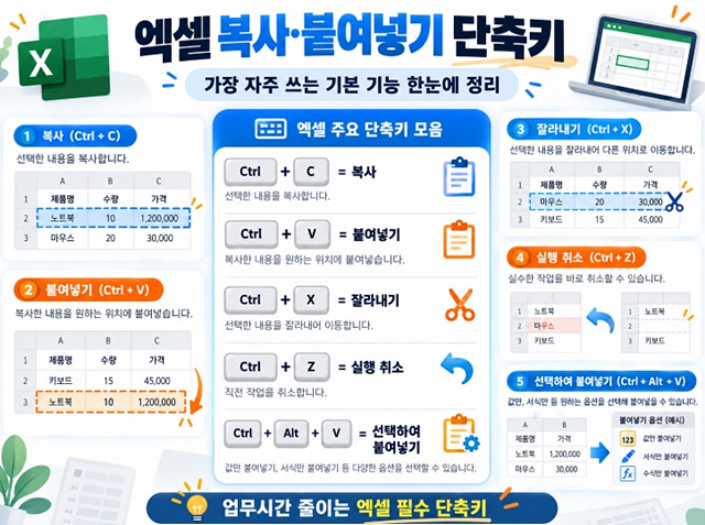 엑셀 복사&middot;붙여넣기 단축키｜값만 붙여넣기&middot;서식 붙여넣기까지