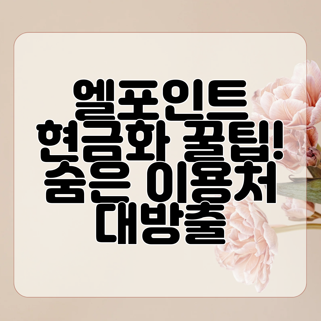엘포인트 현금화 꿀팁! 숨은 이용처 대방출
