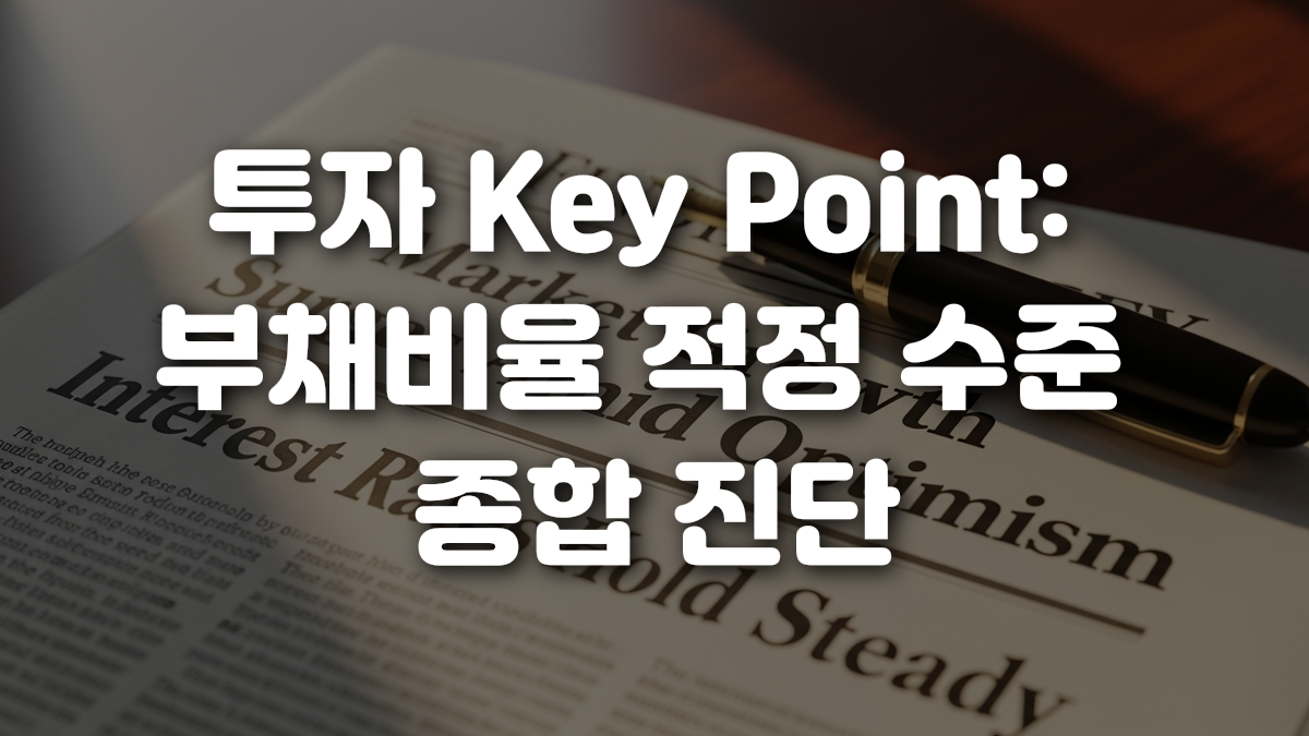 투자 Key Point 부채비율 적정 수준 종합 진단