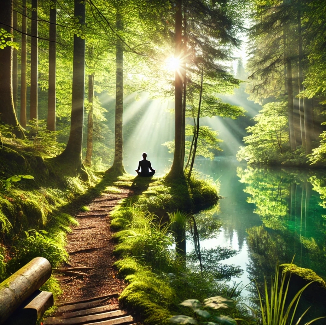 푸른 숲속을 걷거나 잔잔한 호숫가에서 휴식을 취하는 장면을 담아 힐링과 평온한 분위기