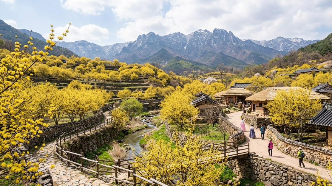 2026 구례 산수유꽃축제 노란 산수유꽃이 마을 전체에 만개한 전경