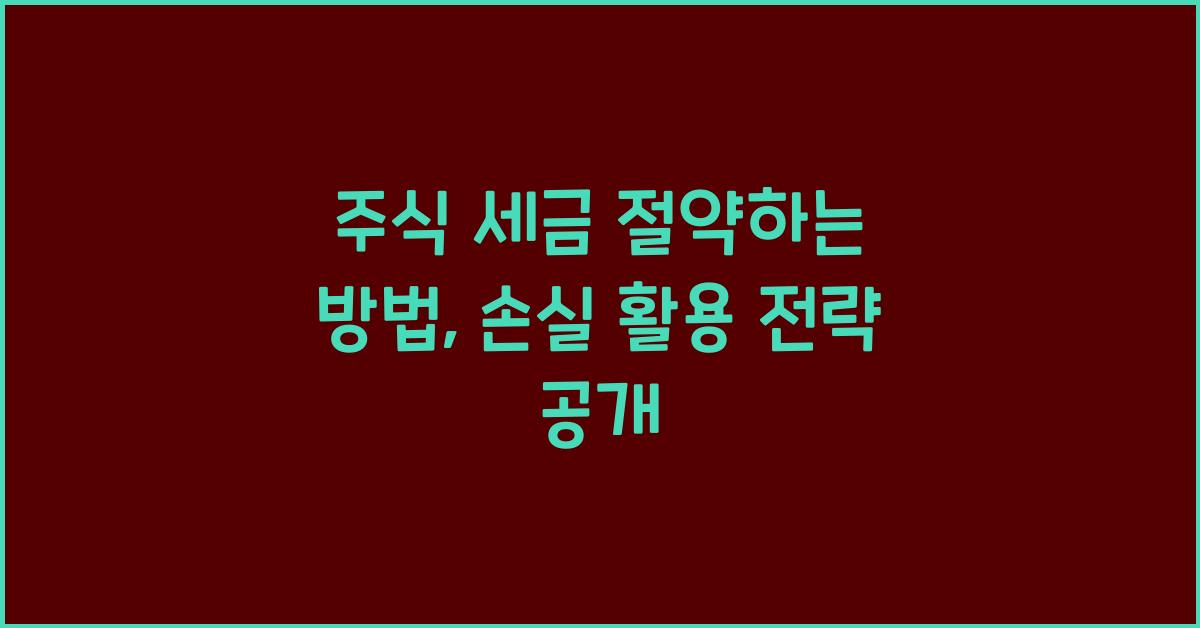 주식 세금 절약하는 방법
