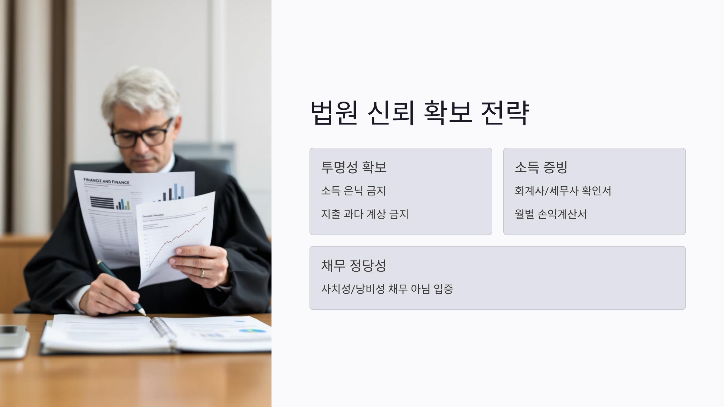 법원에 신뢰를 주는 소득 및 채무 제출 전략