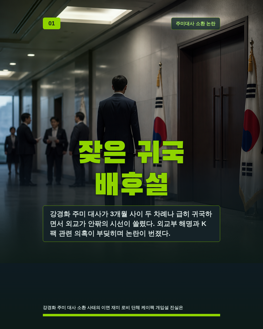 잦은 귀국 배후설