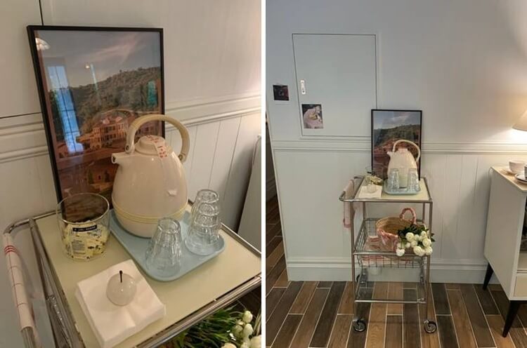 물, 컵, 냅킨 인스타감성 진열