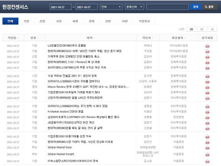 한경컨센서스-리포트-사이트