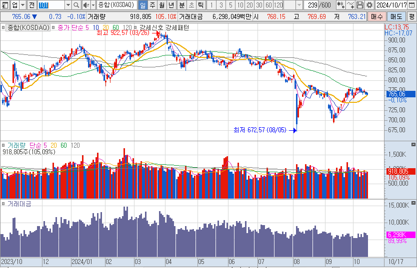 10월-17일-코스닥-일봉-차트-캡처-이미지