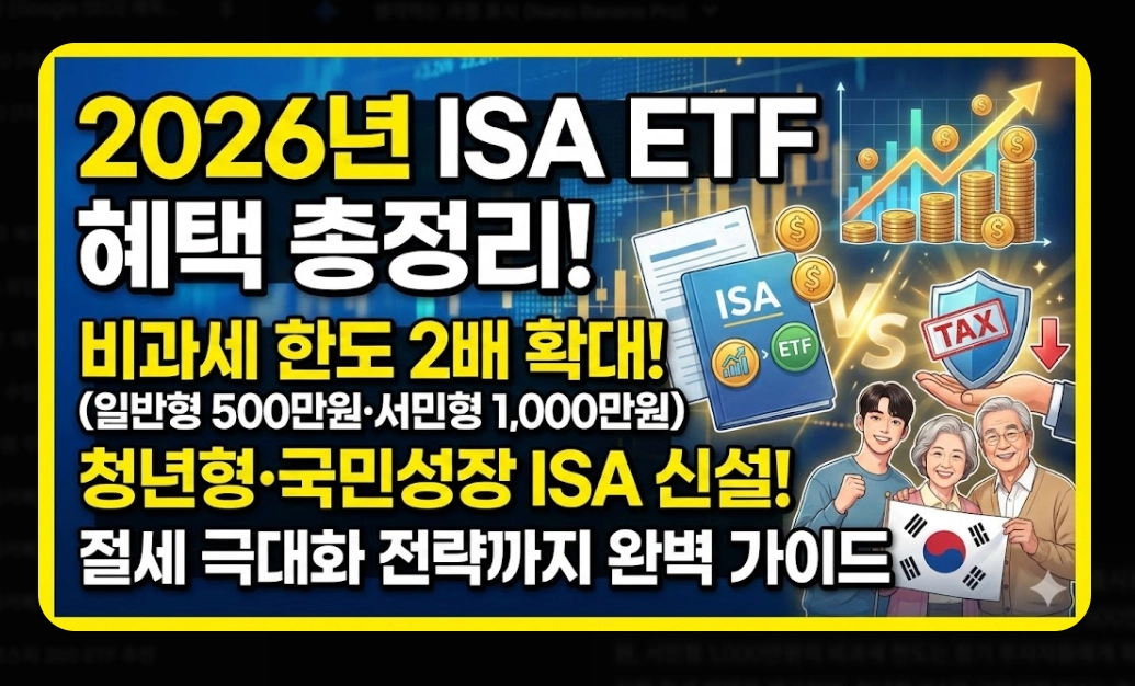 ISA ETF 투자 혜택 [2026년 개정] 청년형&middot;국민성장 ISA 비교 및 절세 극대화 전략