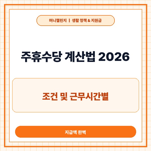 주휴수당 계산법 2026 조건 및 근무시간별 지급액 완벽 정리 - 대표