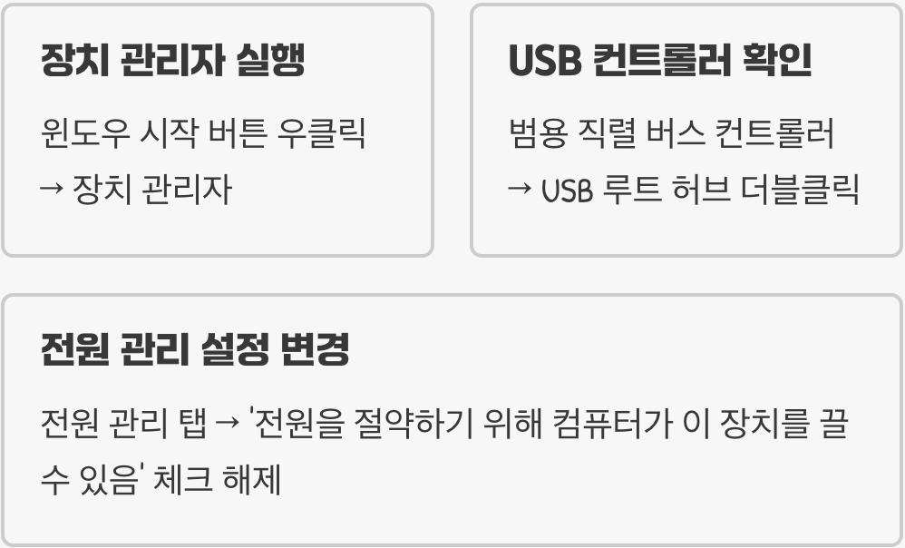 4. USB 장치의 잠 깨우기 권한 확인