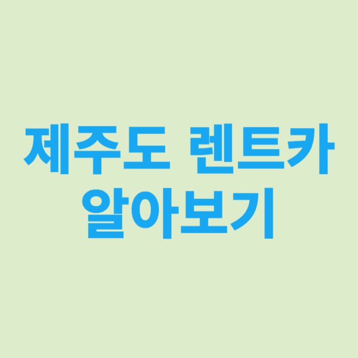 제주도 렌트카 알아보기
